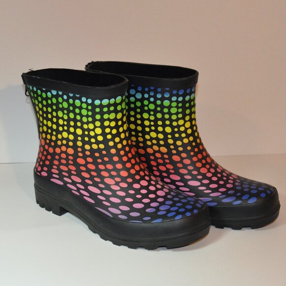 Water-Resistant Rain Bootie - Rainbow Polka Dot (WW) - Picture 1 of 7